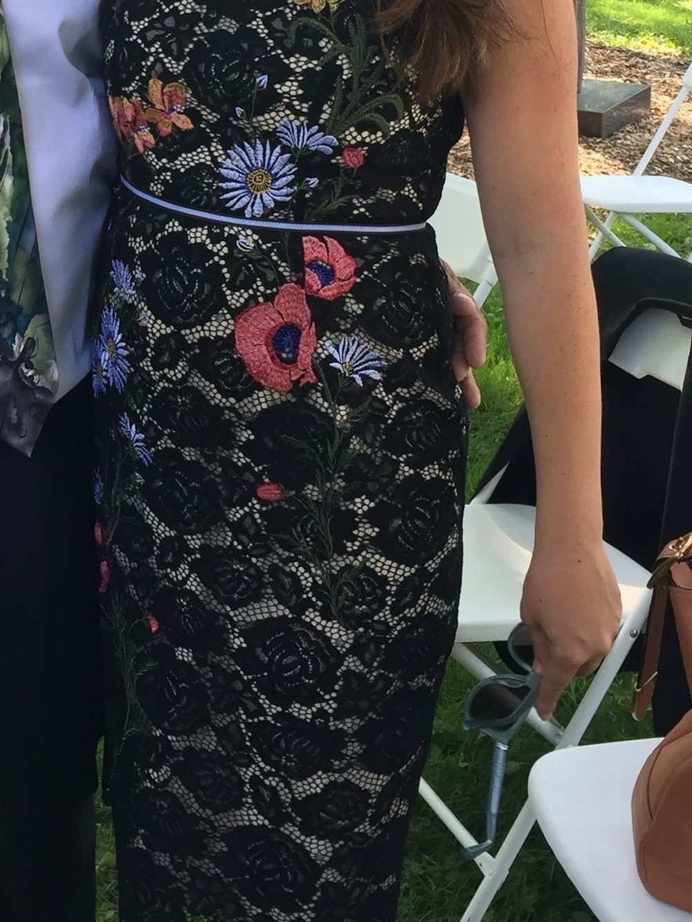 Floral Embroidered Black Lace Sheath Dress -ABS Collection